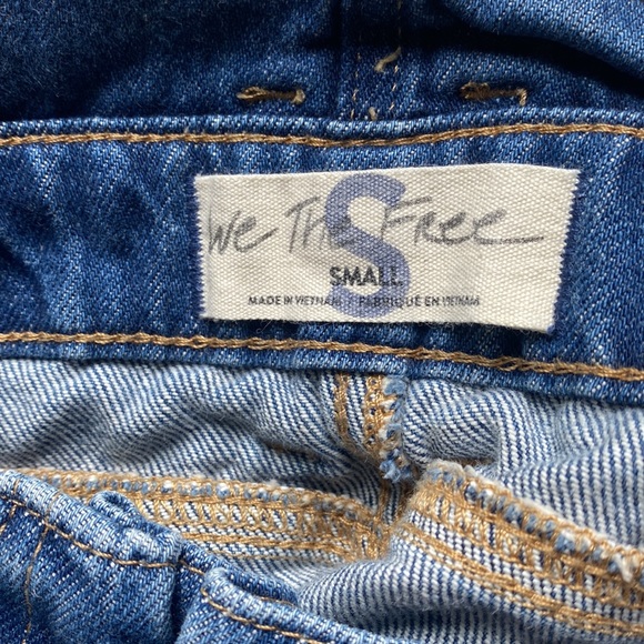 Free People We The Free Paper Bag Belted Frayed High Waist Denim Pleated Shorts - Picture 4 of 4